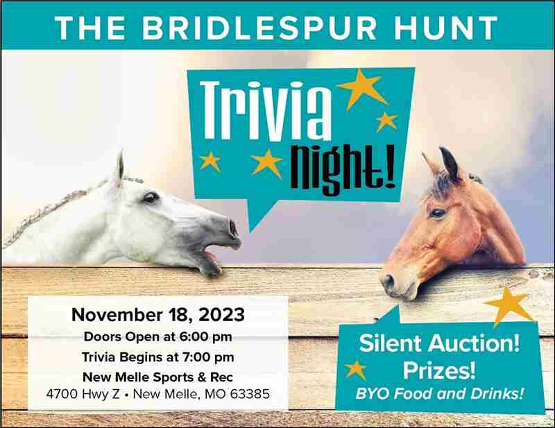 Bridlespur Trivia Night and Silent Auction in New Melle on 18 Nov