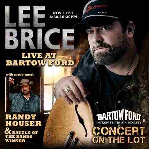 Bartow Ford's 2nd Annual Concert on the Lot: Lee Brice LIVE with Special Guest Randy Houser in Bartow on 11 November 2023