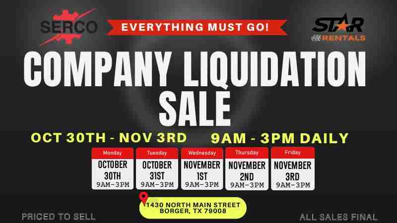 Company Liquidation Sale in Borger on 30 Oct