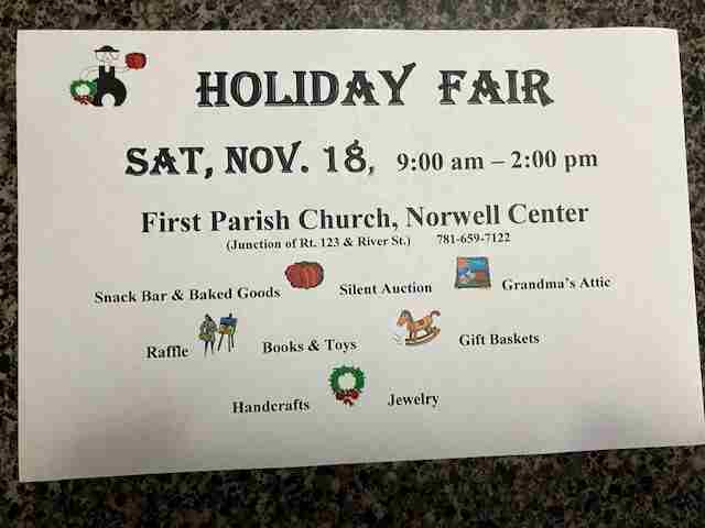 Holiday Fair - First Parish Norwell in Norwell on 18 Nov