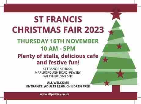 ST FRANCIS CHRISTMAS FAIR, PEWSEY, SN9 5NT - THURSDAY 16TH NOVEMBER 10AM - 5PM in Pewsey on 16 Nov