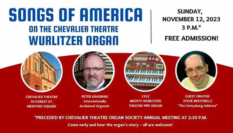 Songs of America Wurlitzer Organ Concert in Medford on 12 November 2023