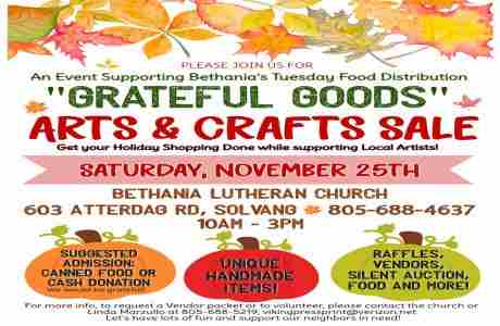 "Grateful Goods" Arts and Crafts Sale in Solvang on 25 Nov