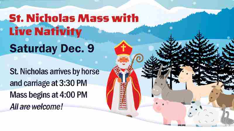 St. Nicholas Mass with Live Nativity Animals in Lancaster on 9 Dec