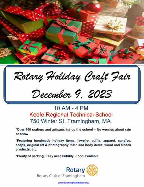 Rotary Holiday Craft Fair in Framingham on 9 Dec