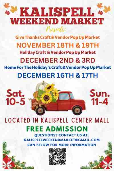 Kalispell Weekend Pop Up Market December 2nd and 3rd at the Kalispell Center Mall- Free Admission! in Kalispell on 02 December 2023