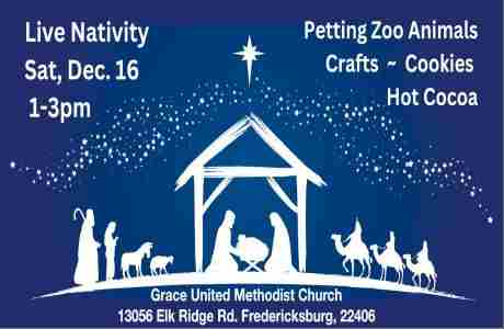 FREE LIVE NATIVITY in Fredericksburg on 16 Dec