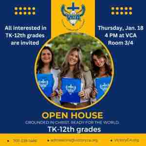 Victory Christian Academy Open House | TK-12th Grades | Th Jan. 18 4PM in Santa Rosa on 18 Jan