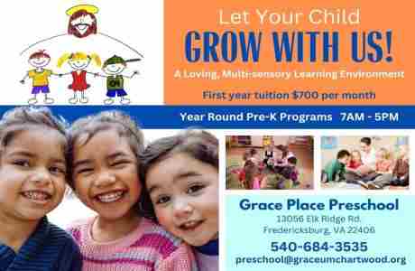 Grace Place Preschool Open House in Fredericksburg on 11 January 2024