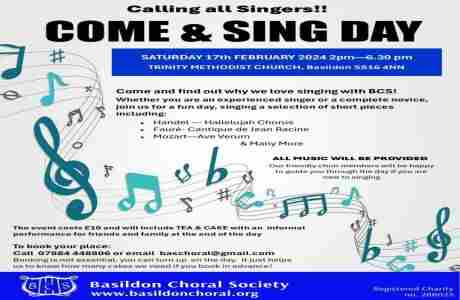 Basildon Choral Come and Sing in Basildon on 17 Feb