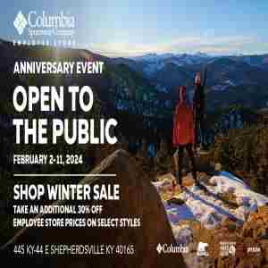 Columbia Sportswear Employee Store Annual Open to the Public Event in Shepherdsville on 2 Feb