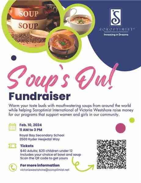 'Soup's On!' an Empty Bowls-style fundraiser by Soroptimist International of Victoria Westshore in Victoria on 10 February 2024