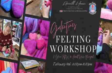 Galentine's Felting Workshop and Wine Tasting, crafting your very own felted heart! Valentines fun! in Brookline on 9 Feb