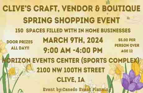 Clive Craft, Vendor and Boutique Shopping Event in Clive on 9 Mar