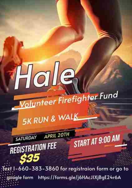 *Hale Volunteer Firefighter Fund 5k Run Walk in Hale on 20 Apr