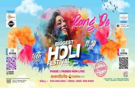 RANG DE - BIGGEST HOLI FESTIVAL 2024 in Dallas on 16 Mar