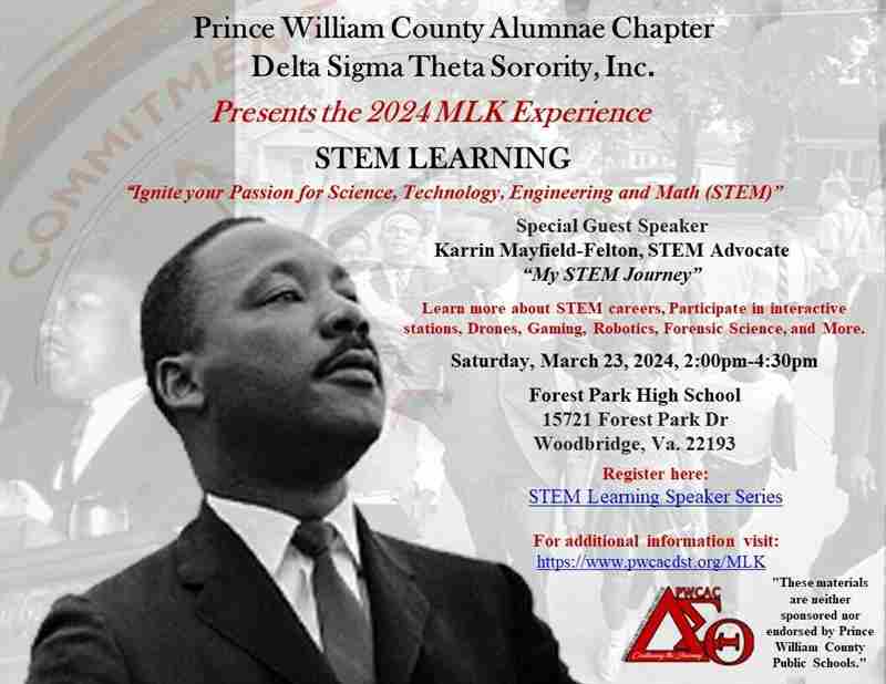 PWCAC DST STEM Learning Workshop - March 23, 2024 @ 2PM-Forest Park HS-Woodbridge, VA in Woodbridge on 23 Mar