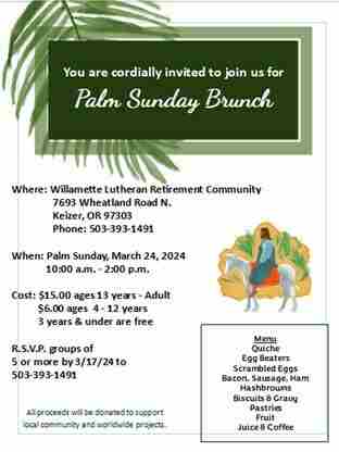 Palm Sunday Brunch in Keizer on 24 Mar