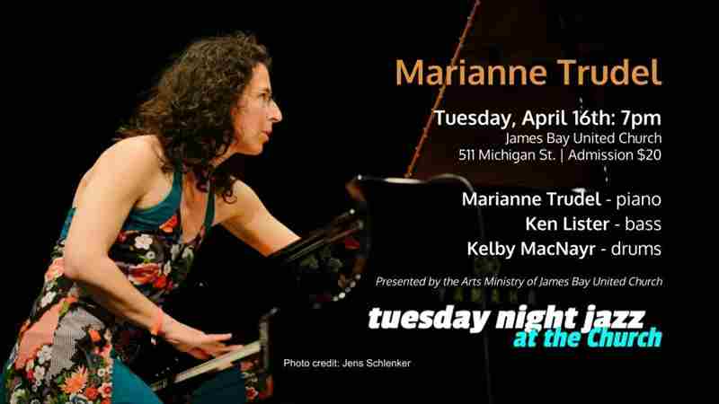 Celebrated Montreal pianist and composer Marianne Trudel featuring Ken Lister and Kelby MacNayr in Victoria on 16 Apr