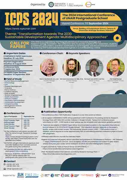 The 2024 International Conference of UNAIR Postgraduate School (ICPS 2024) in Surabaya on 11 Sep