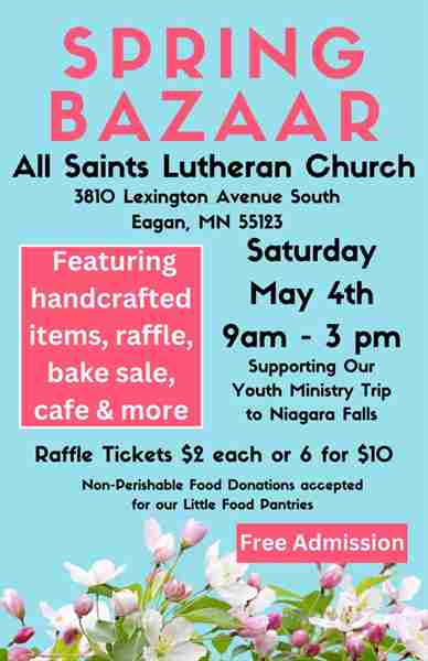 Spring Bazaar at All Saints in Eagan on 4 May