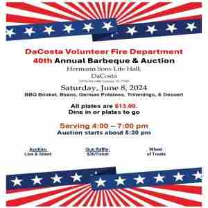 DaCosta Volunteer Fire Department Annual BBQ and Auction in Victoria on 8 Jun