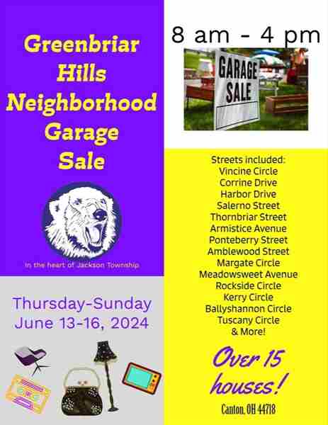 Greenbriar Hills Neighborhood Garage Sale June 13-16, 2024 in Ohio on 13 Jun