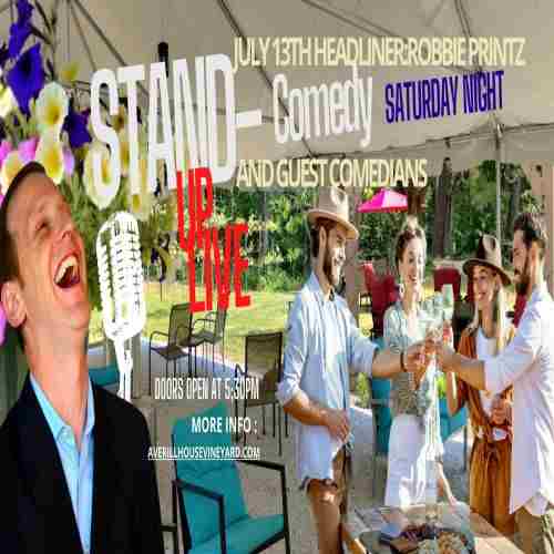 Saturday Night Comedy featuring National Headliners and guest comedians at Averill House Vineyard in Brookline on 13 July 2024