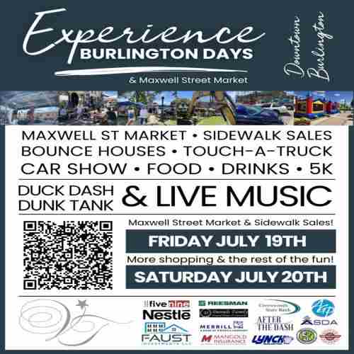 Experience Burlington Days and Maxwell Street Market in Burlington on 19 Jul