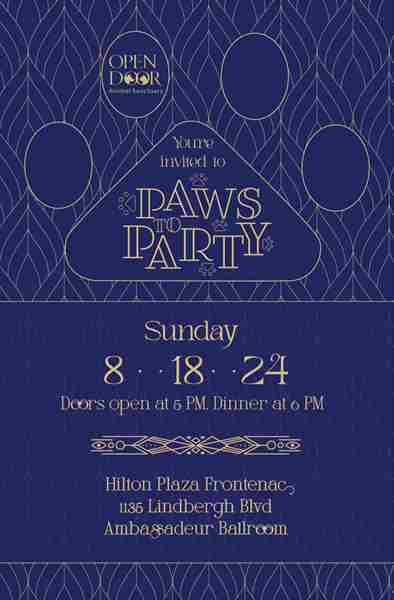 Paws To Party Dinner Auction Benefiting the rescued cats and dogs of Open Door Animal Sanctuary in St  Louis on 18 Aug