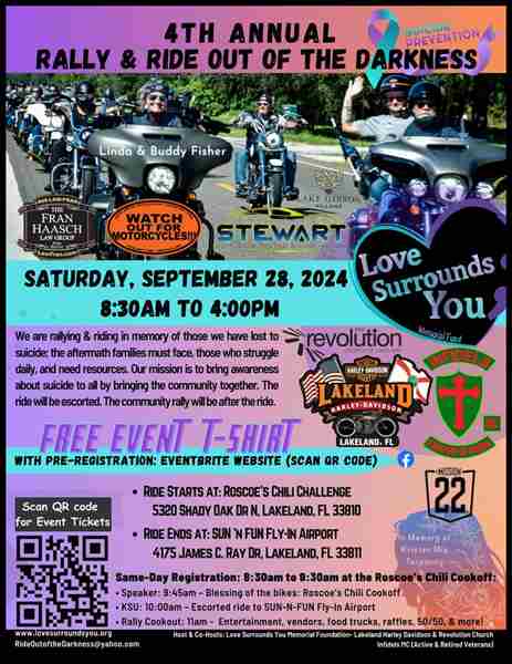 4th Annual Rally and Ride Out of the Darkness in Lakeland on 28 Sep