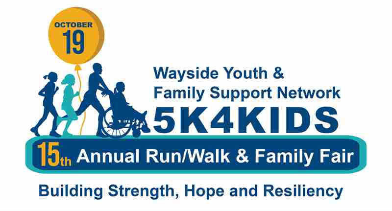 Wayside Youth and Family Support Network 5K4Kids Race/Walk and Family Fair in Framingham on 19 Oct