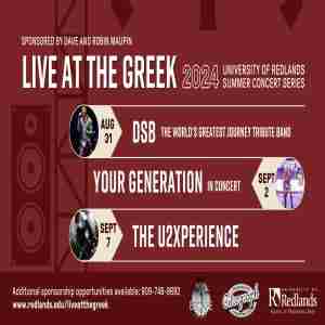 Live at the Greek: Summer Concert Series sponsored by Dave and Robin Maupin in Redlands on 31 Aug