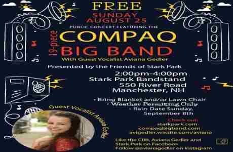 19-Piece Compaq Big Band w/ Guest Vocalist Aviana Gedler at *FREE* Stark Park Concert Series Finale in Manchester on 25 Aug