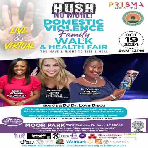 HUSH No More Domestic Violence Walk and Health Fair in Irmo on 19 October 2024