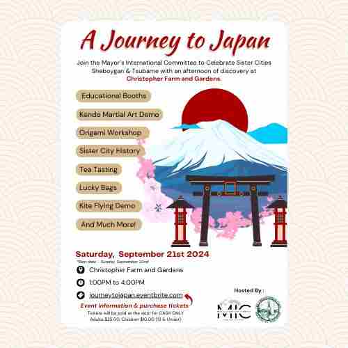 A Journey to Japan: Celebrate Sister Cities Sheboygan and Tsubame at Christopher Farm and Gardens in Sheboygan on 21 Sep