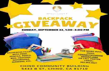 High Point Church Backpack giveaway in Chino on 22 Sep