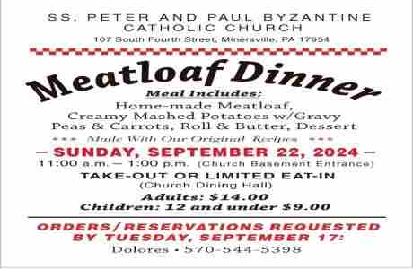 Meatloaf Dinner in Minersville on 22 Sep