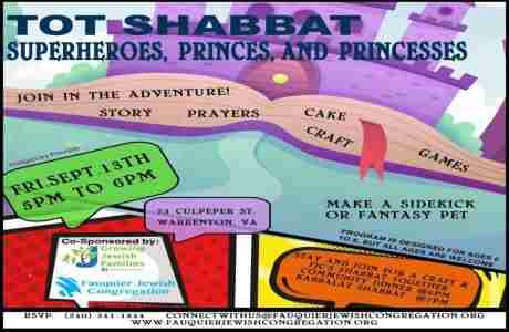 Tot Shabbat: Superheroes, Princes and Princesses w/ Fauquier Jewish Congregation in Virginia on 13 Sep