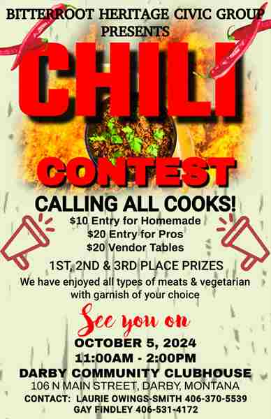 Chili cookoff in Darby on 28 Sep