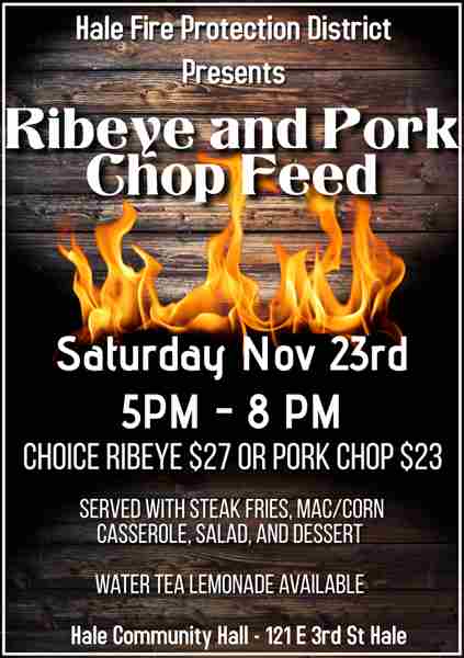 Hale Fire Protection District Ribeye and Pork Chop Feed in Hale on 23 November 2024