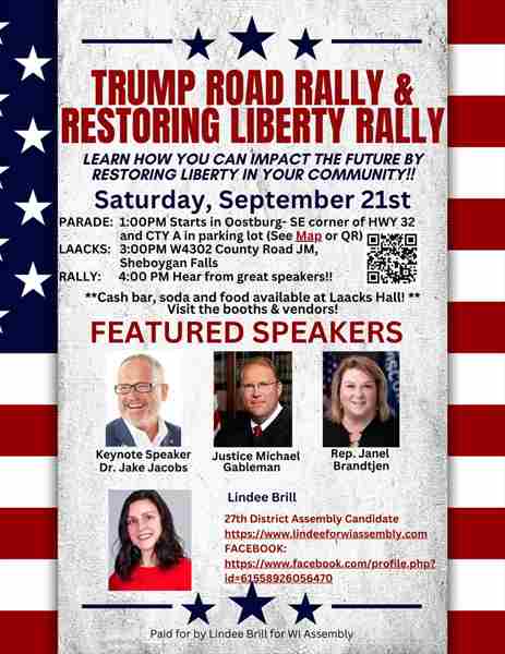 Trump Road Rally and Restoring Liberty Event in Sheboygan Falls on 21 Sep