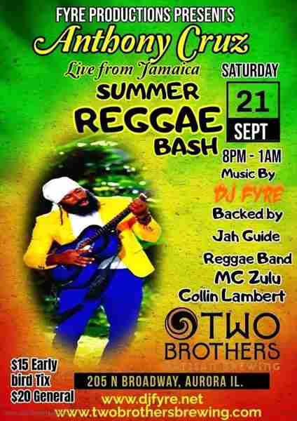 Summer Reggae Bash with Anthony Cruz Live from Jamaica in Aurora on 21 Sep