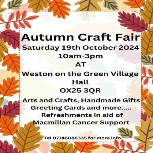 Autumn Craft Fair in Bicester on 19 Oct