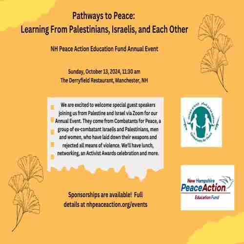 Pathways to Peace: Learning from Palestinians, Israelis and Each Other in Manchester on 13 Oct