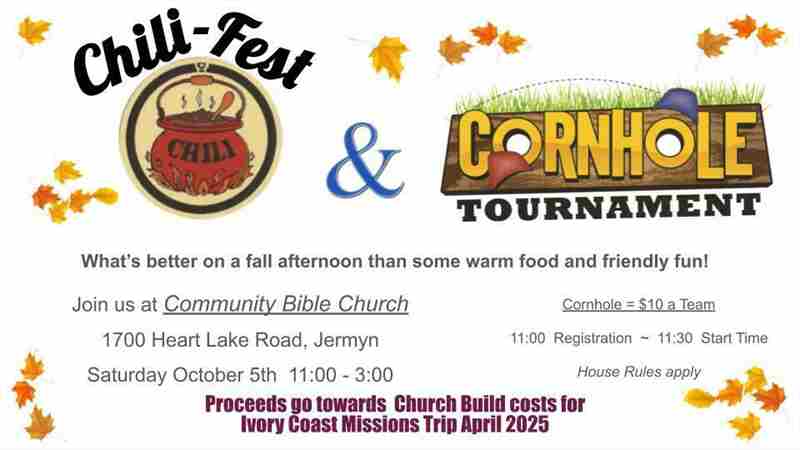 Chili Fest and Corn Hole Tournament in Jermyn on 5 Oct