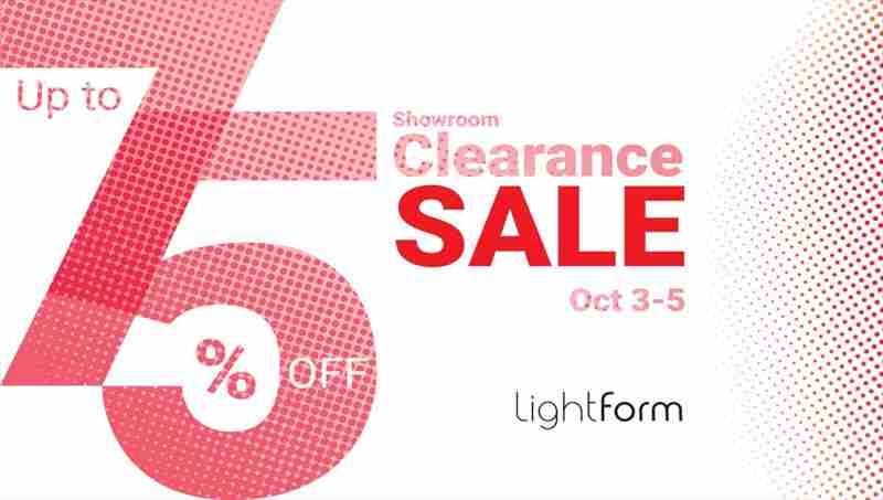 LightForm Showroom Clearance Sale in British Columbia on 3 Oct