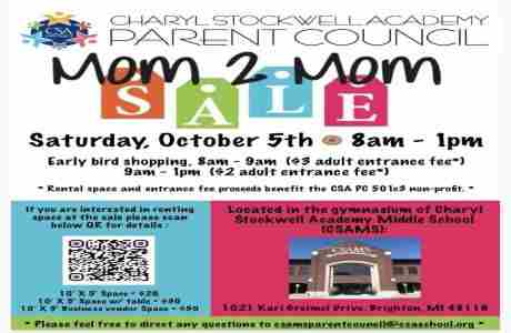 Charyl Stockwell Parent Council Mom 2 Mom Sale in Brighton on 5 Oct