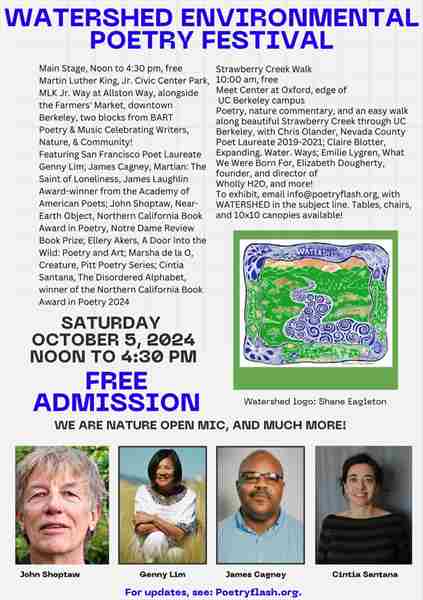 29th annual Watershed Environmental Poetry Festival in Berkeley on 5 Oct