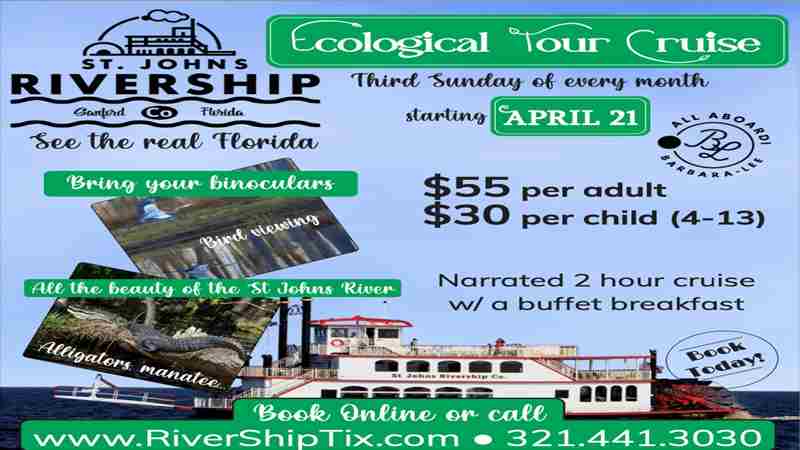 St Johns Rivership: Eco-Tour Breakfast Buffet Cruise in Sanford, FL in Sanford on 20 October 2024